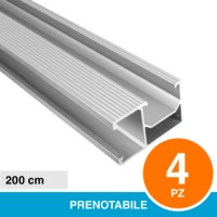 V-TAC BINARIO IN ALLUMINIO 200CM + MORSETTI CENTRALI E LATERALI + GANCI ISTALLAZIONE A TETTO